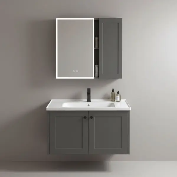 Set mobilier de baie cu lavoar Monti 60cm Grey
