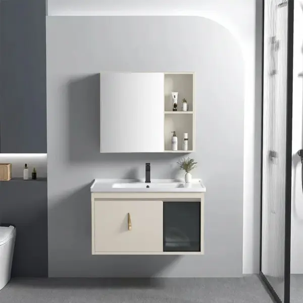Set mobilier de baie cu lavoar Paris 60cm Beige