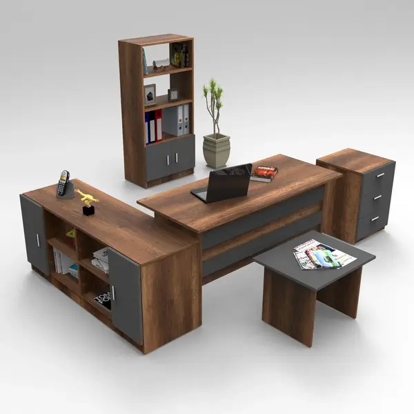 Set mobilier de birou Linta, 5 piese, 140x74x60 cm