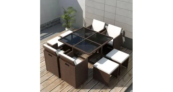 Set mobilier de exterior 21 piese, poliratan, maro
