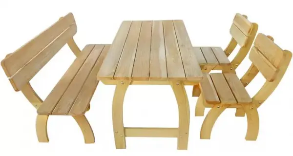 Set mobilier de exterior, 4 piese, lemn de pin tratat