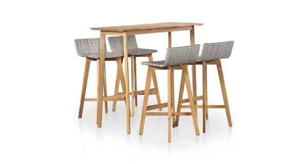 Set mobilier de exterior, 5 piese, lemn masiv de acacia