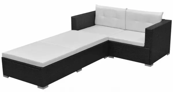 set mobilier de grădină cu canapea 8 piese, poliratan, negru