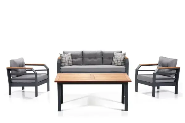 Set mobilier de gradina cu masuta ASSENTO 3+1+1+M, 4 piese, gri, 150x75x90 cm