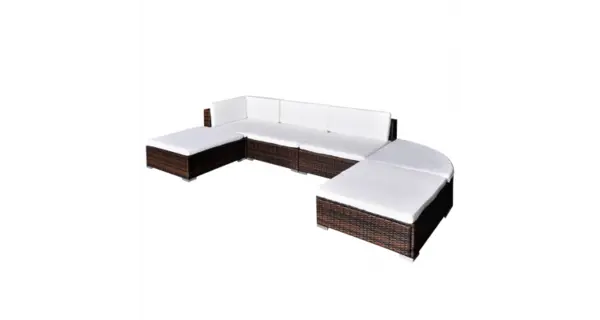 Set mobilier de gradina din poliratan 16 piese Maro