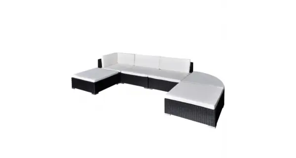 Set mobilier de gradina din poliratan 16 piese Negru