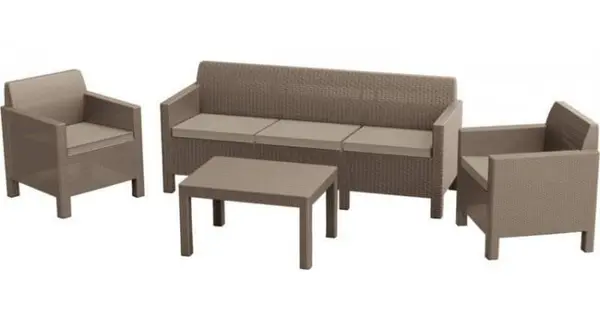 Set Mobilier de gradina Orlando cu canapea de 3 locuri - Maro cappuccino - nisip