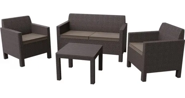 Set Mobilier de gradina Orlando cu masuta de cafea - Maro/Gri-Taupe