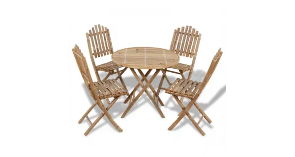 Set mobilier exterior pliabil din bambus 1 masa+4 scaune