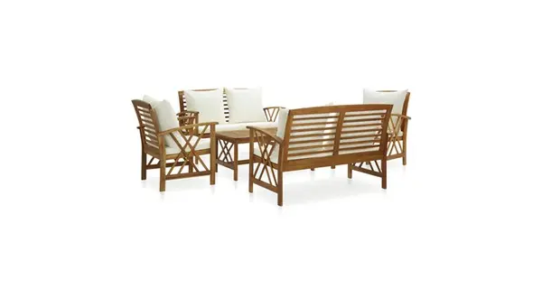 Set mobilier gradina cu perne, 5 piese, lemn masiv de acacia