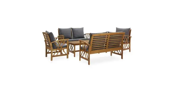 Set mobilier gradina cu perne, 5 piese, lemn masiv de acacia
