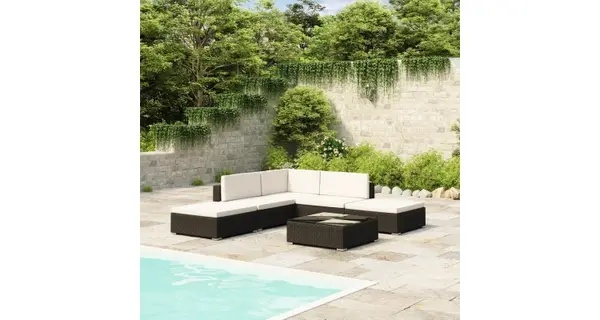 Set mobilier gradina din poliratan 15 piese Negru