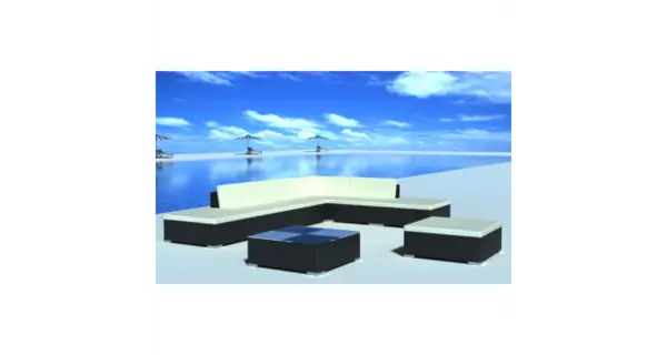Set mobilier gradina din poliratan 20 buc. Negru