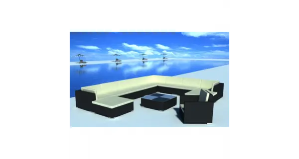 Set mobilier gradina din poliratan 35 buc. Negru