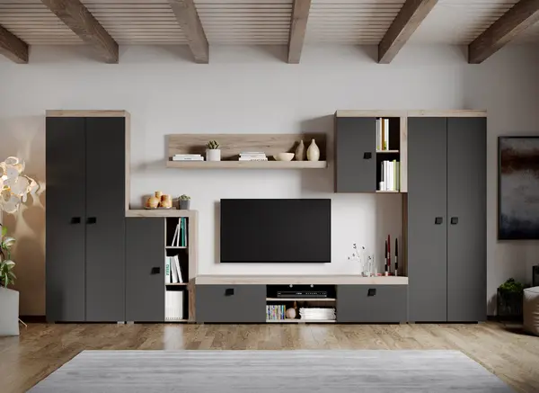 Set Mobilier Living Gri cu Stejar Henry-C03