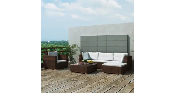 Set mobilier pentru gradina din poliratan, 17 piese, maro