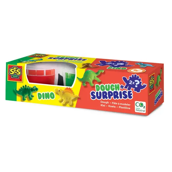 Set modelaj 2 culori Plastilina si 2 Dinozauri surpriza