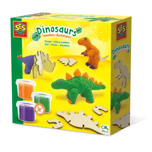 Set modelaj - Schelete de dinozauri din lemn si plastilina,+3 ani