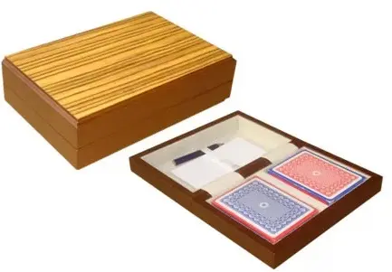 Set Modiano - Cutie din lemn pentru carti de poker, maro deschis