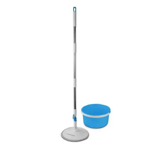 Set mop rotativ Esperanza Spin Mop, cu galeata si storcator, rotire 360 grade, diametru mop 25.5 cm (Alb/Albastru)