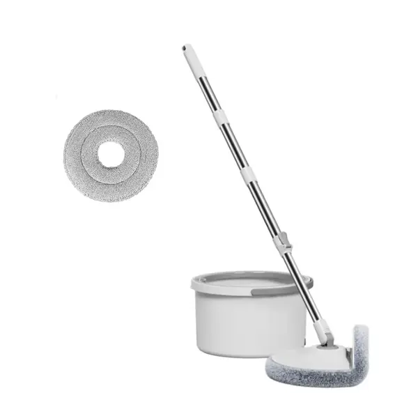 Set mop rotund cu galeata si laveta de la PAA-home capul flexibil se muleaza pe colturile si marginile peretilor, galeata dispune de un sistem igienic