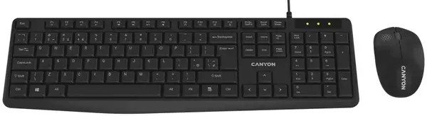 Set mouse și tastatură Canyon - SET-W01, cu fir/fără fir, negru