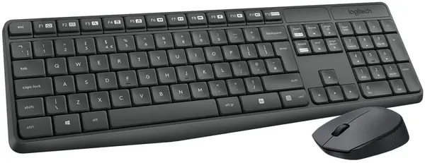 Set mouse și tastatură wireless Logitech - MK235, 2.4GHZ, gri închis