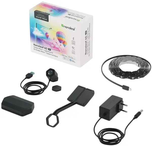Set Nanoleaf - 4D V2 TV Screen Mirror + bandă LED RGB, pentru TV până la 65