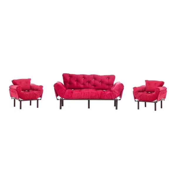 Set NITTA 3-1-1, canapea extensibila 3 locuri si 2 fotolii extensibile, bordo