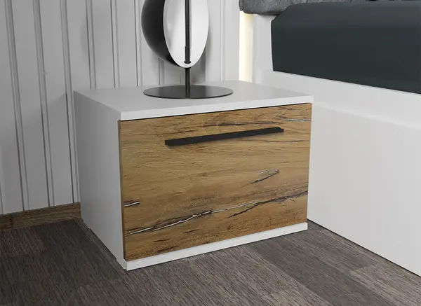 Set noptiere Albe cu usa Flagstaff Oak - Sidney