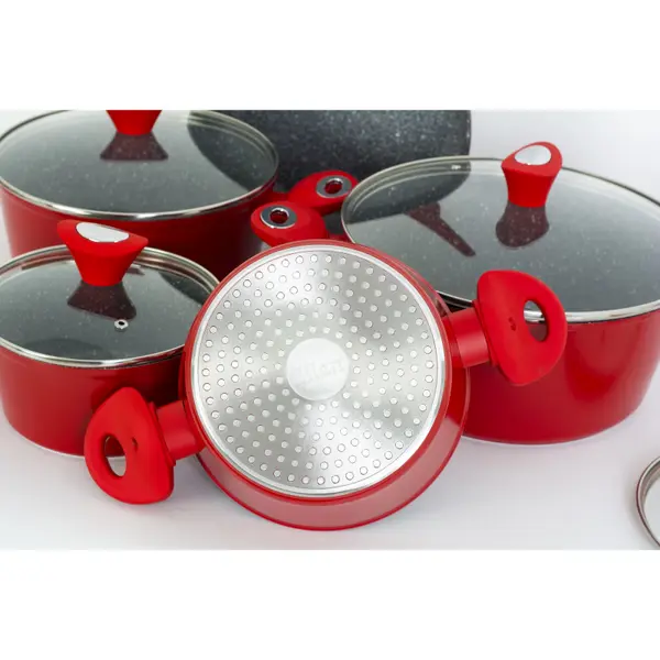 Set oale 9 piese, Zilan ZLN-3260, Material aluminiu, Interior granit, Compatibil inductie