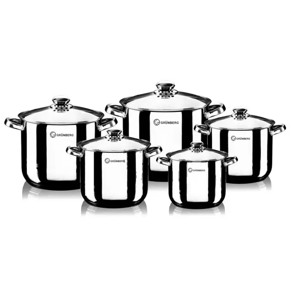 Set Oale din Inox cu Capace din Sticla 10 Piese Grunberg Gr1053
