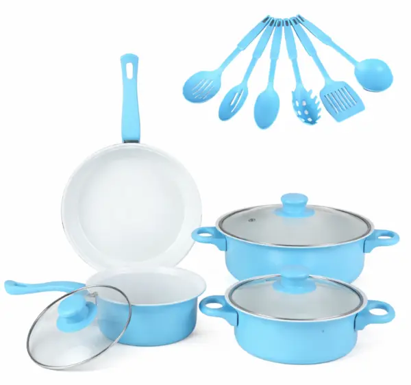 Set oale si ustensile pentru gatit 13 piese ALBASTRU
