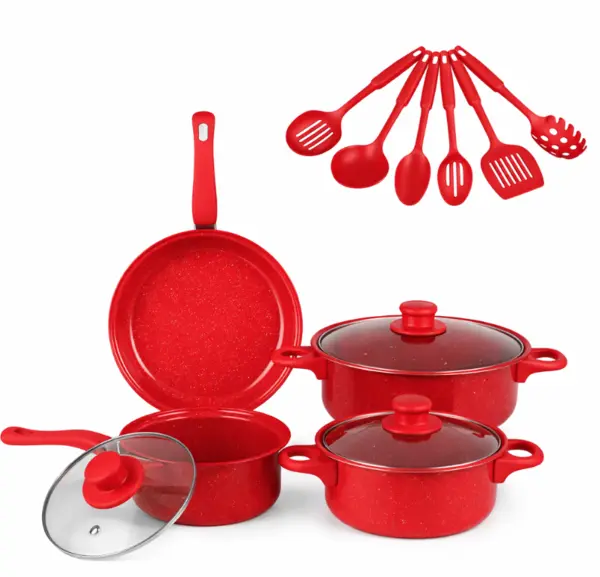 Set oale si ustensile pentru gatit 13 piese ROSU