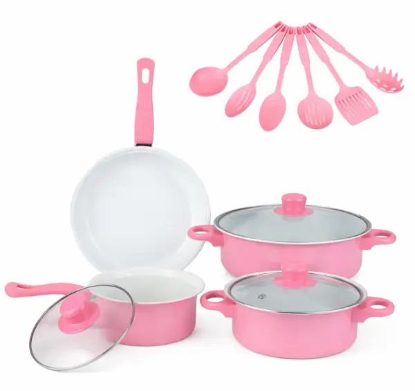 Set oale si ustensile pentru gatit 13 piese ROZ