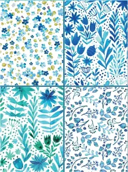 Set of Four Magnetic Notepads: Blue Abstract. A Collection of Handy Notepads with Easy Magnetic Fastening, Contained Within a Decorative Box, Paperback/***