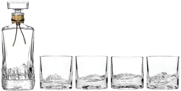 Set pahar și sticlă de whisky Liiton - American Peaks, 5 piese