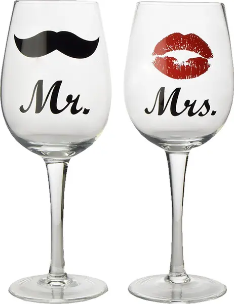 Set pahare de vin Out of the Blue - Mr & Mrs, 2 buc.