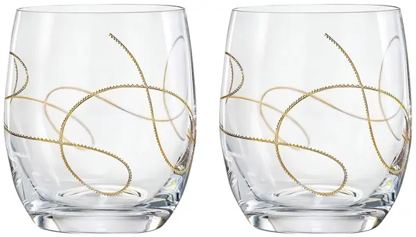 Set pahare de whisky Bohemia Crystalex - String Gold, 2 buc, 300 ml