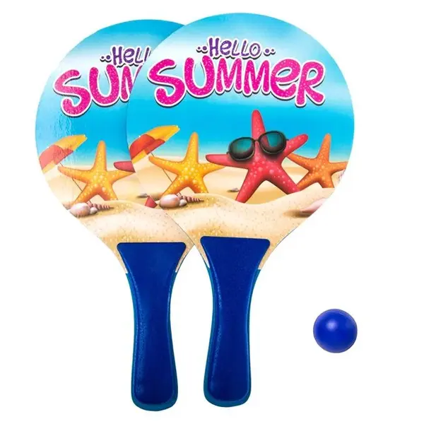 Set palete tenis pentru plaja,hello summer,lemn,32x18 cm