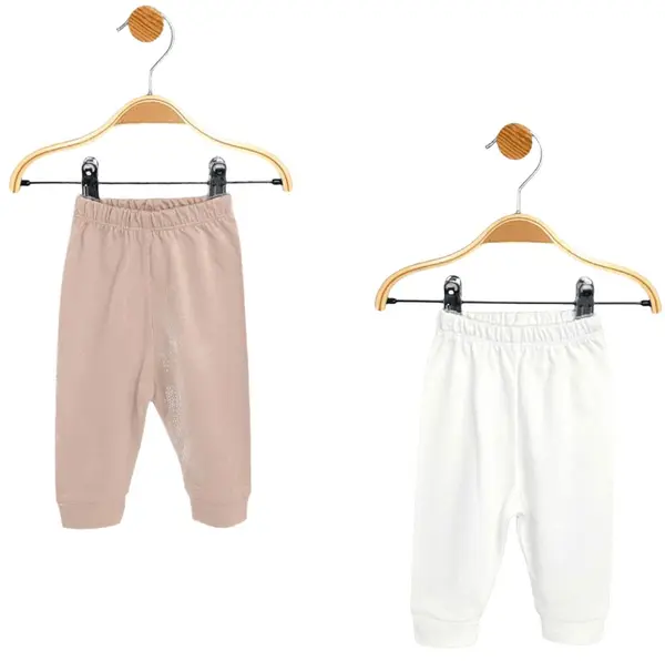 Set pantaloni tip „golf” pentru bebeluși Rainy - 2 buc, latte/ecru, 56 cm, 1-2 luni