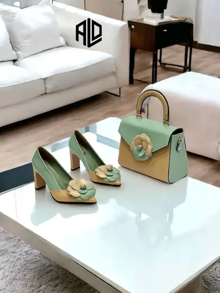 Set Pantofi si Geanta "Andia", Verde - 36