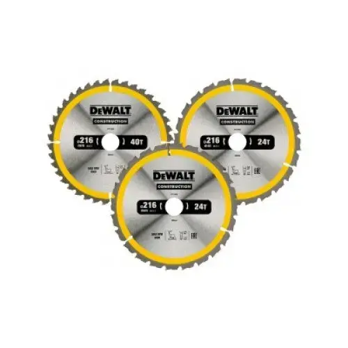 Set panze fierastrau circular Dewalt CONSTRUCTION, 216x30x2.6mm, 2x 24 dinti si 1x 40 dinti, 3 bucati