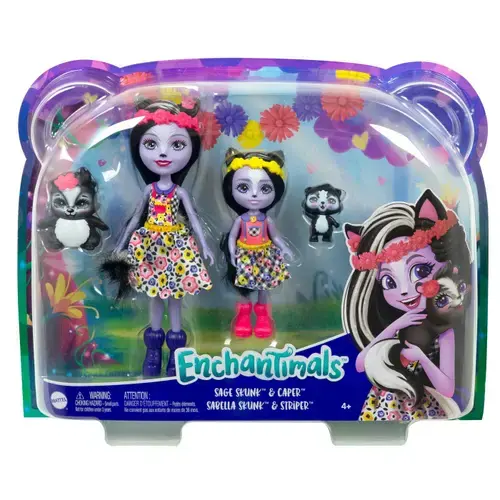 Set papusi Enchantimals - Sage Skunk & Caper si Sabella Skunk & Striper