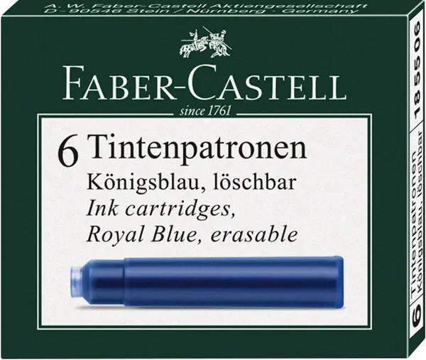 Set patroane pentru stilou Faber-Castell - Albastre, 6 bucati