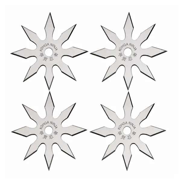Set patru stele de aruncat, 8 colturi, otel inoxidabil, 10 cm, argintiu
