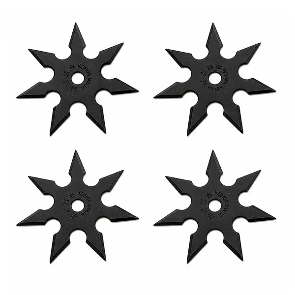 Set patru stele de aruncat DEPOX , 7 colturi, metalic, negru, 9.5 cm