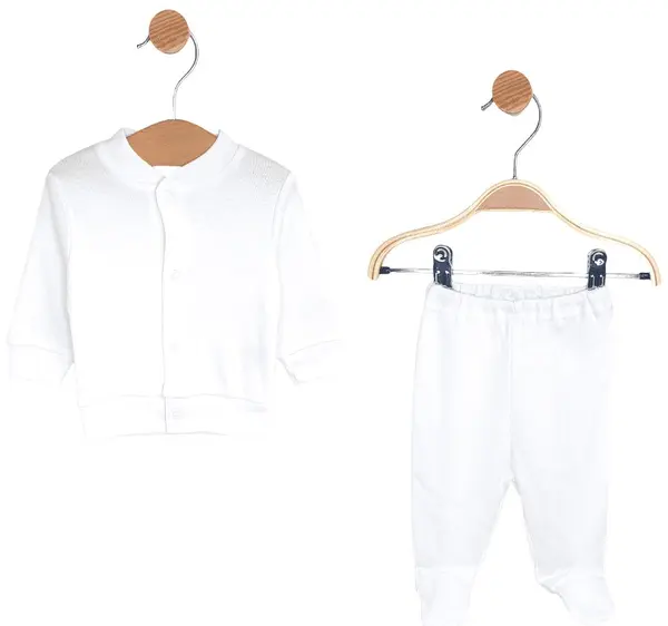 Set pentru bebeluși 2 piese Rainy - Cardigan și colanți, albi, 48 cm, 0luni
