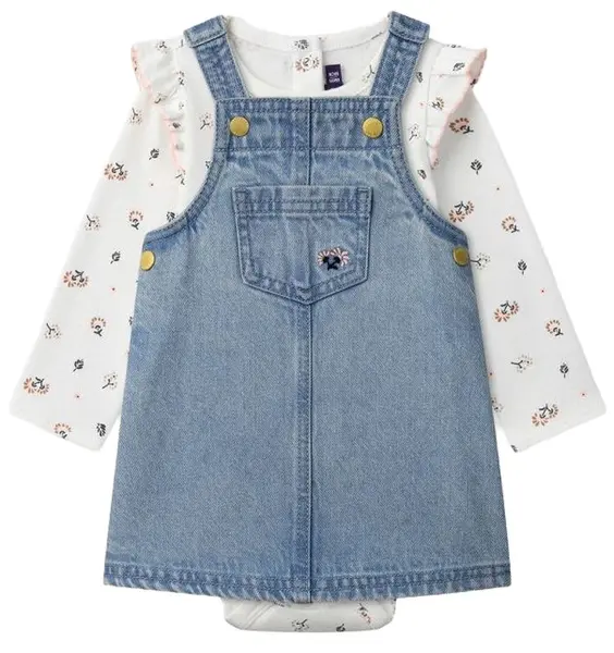 Set pentru bebeluși 2 piese Sergent Major - Rochie din denim și body, 12 luni
