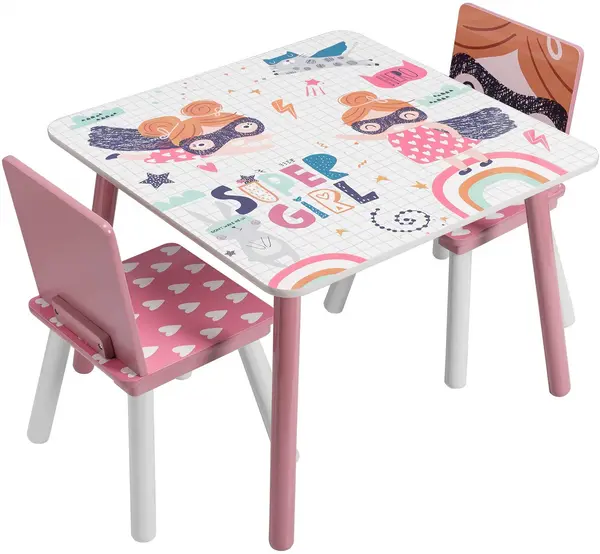 Set pentru copii masă cu 2 scaune Ginger Home - Super Girl
